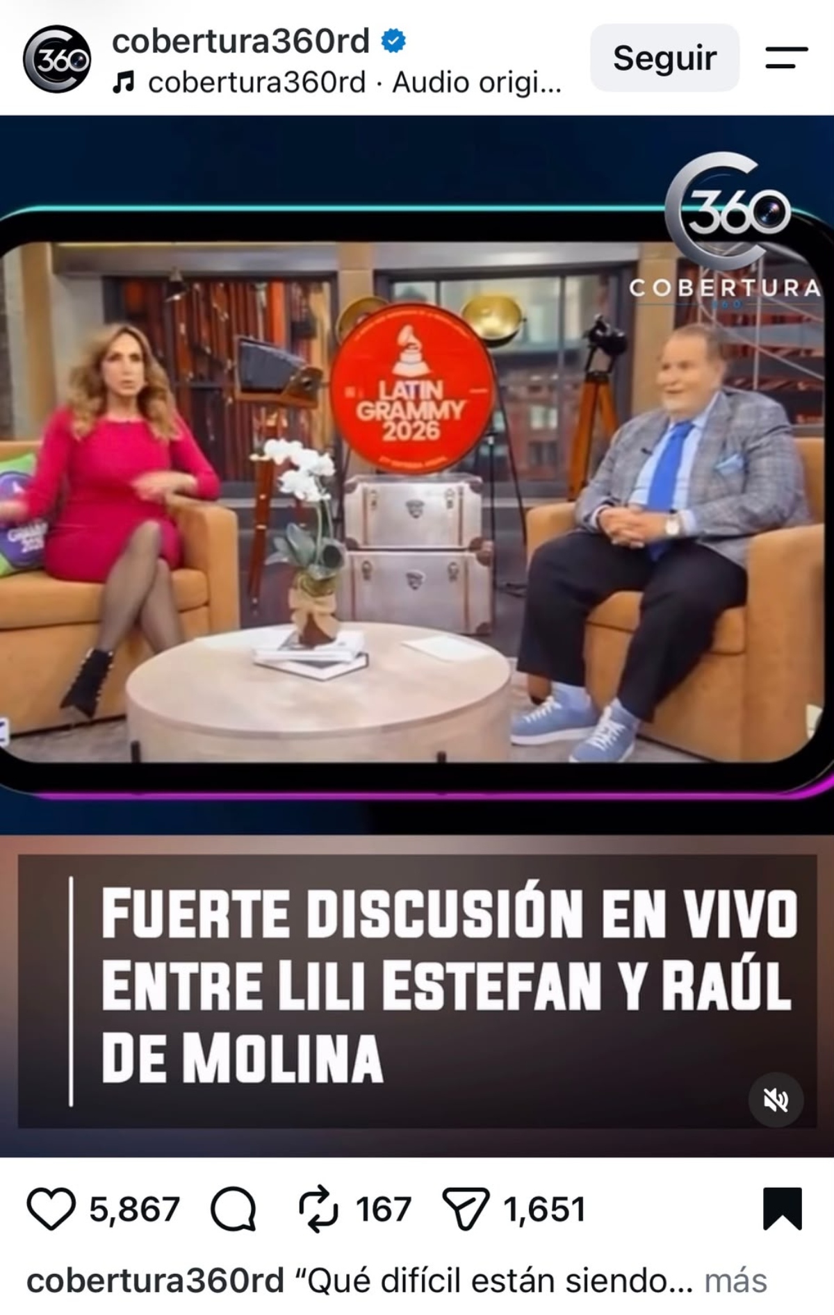 Lili Estefan y Raúl de Molina discuten en pleno programa