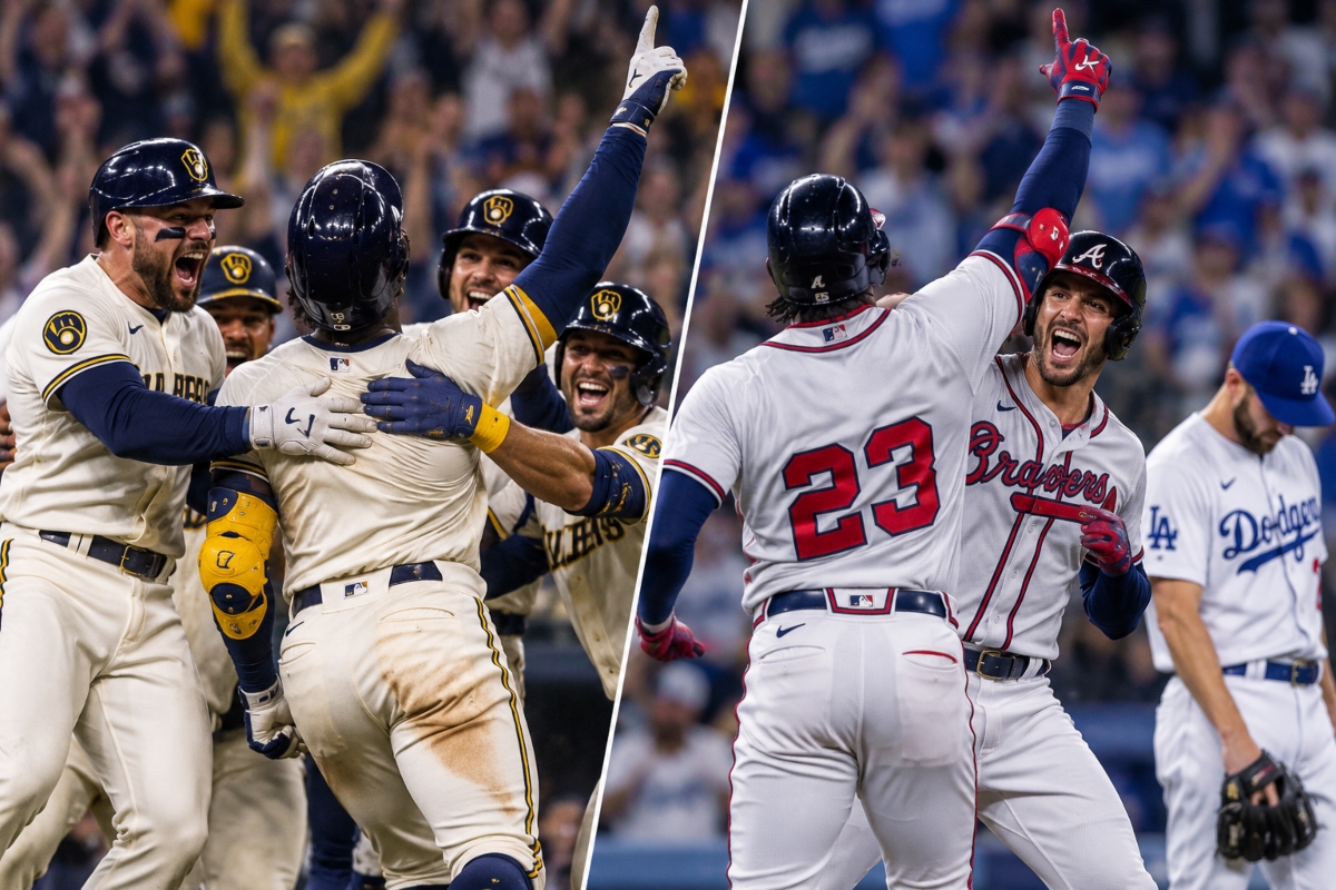 Brewers quedan a un triunfo de la NLCS; Braves sorprenden a Dodgers y empatan la serie
